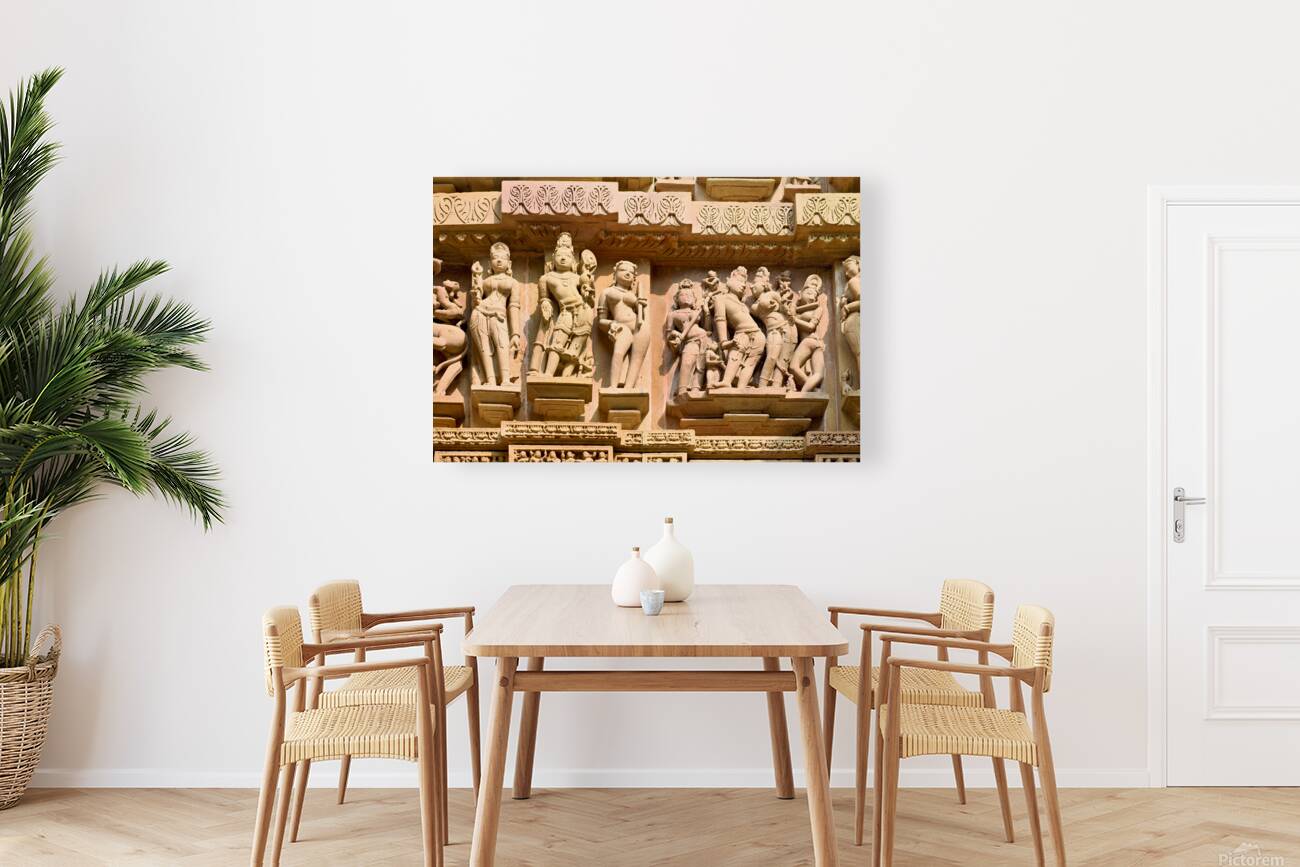 Exploring temple carvings of Khajuraho in Madhya Pradesh India Reproduction