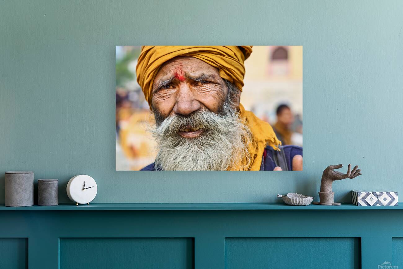 Portrait of a man in Orchha Madhya Pradesh India during the da Reproduction