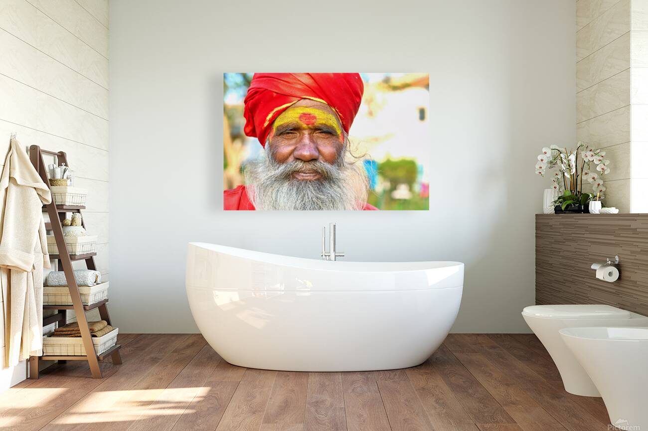 Portrait of holy man sadhu in Orchha Madhya Pradesh India Reproduction