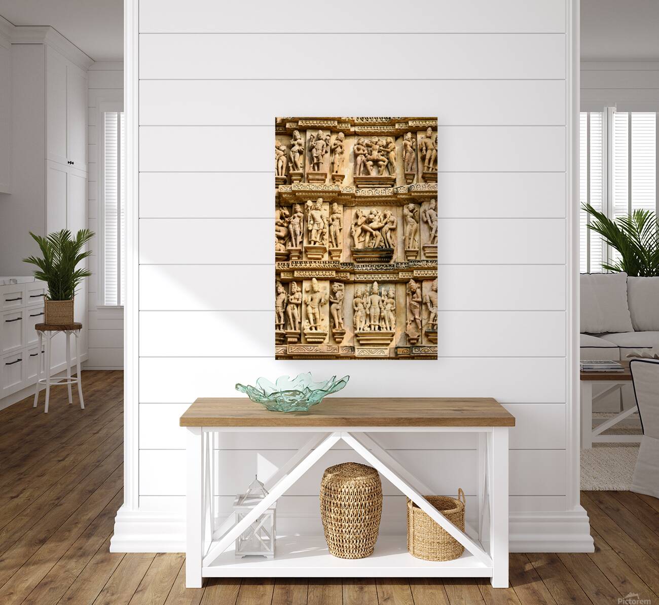 Hindu temples in Khajuraho with erotic carvings and sculptures Reproduction