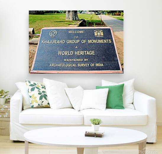 Welcome sign at Khajuraho Group of Monuments in Madhya Pradesh Reproduction