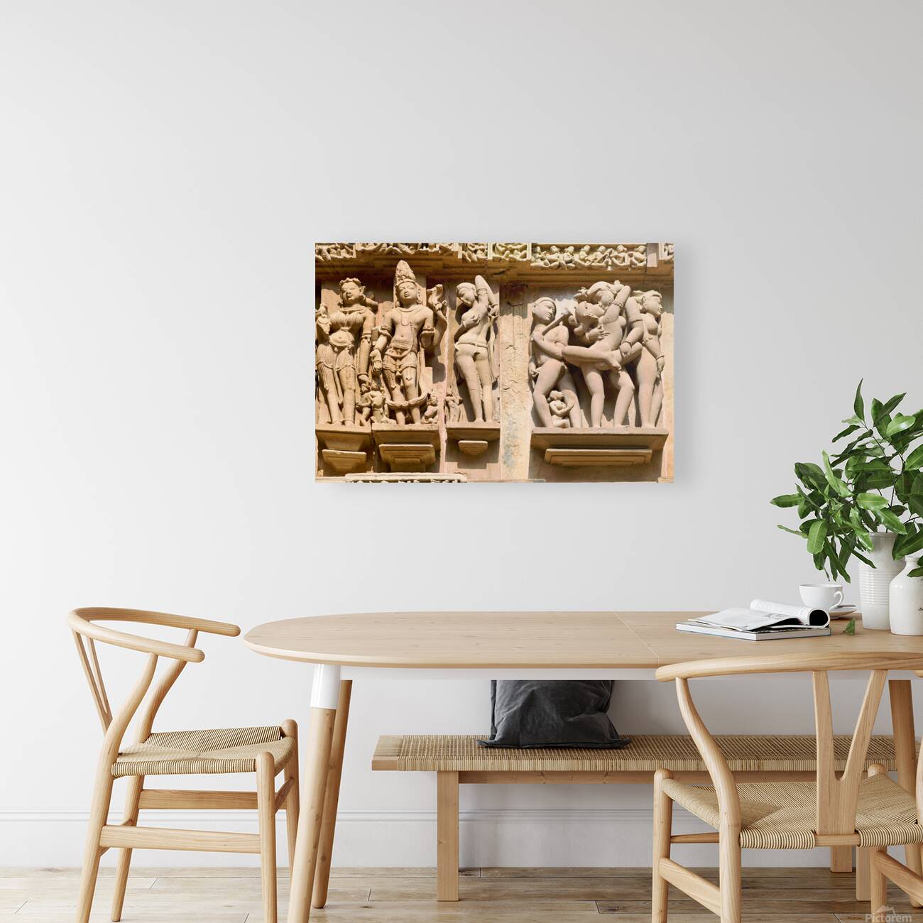 Hindu temples in Khajuraho show ancient art of erotic sculptures Reproduction