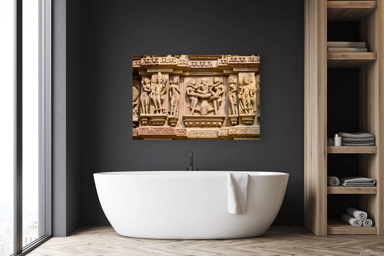 Hindu temples in Khajuraho display intricate erotic carvings Reproduction