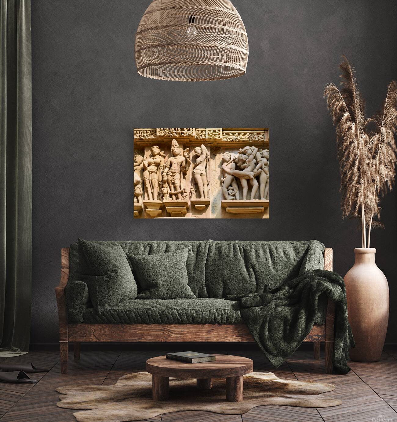 Hindu temples in Khajuraho display intricate carvings of life Reproduction