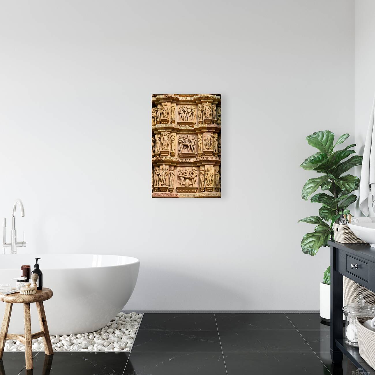 Hindu erotic temples in Khajuraho Madhya Pradesh showcase sculp Reproduction