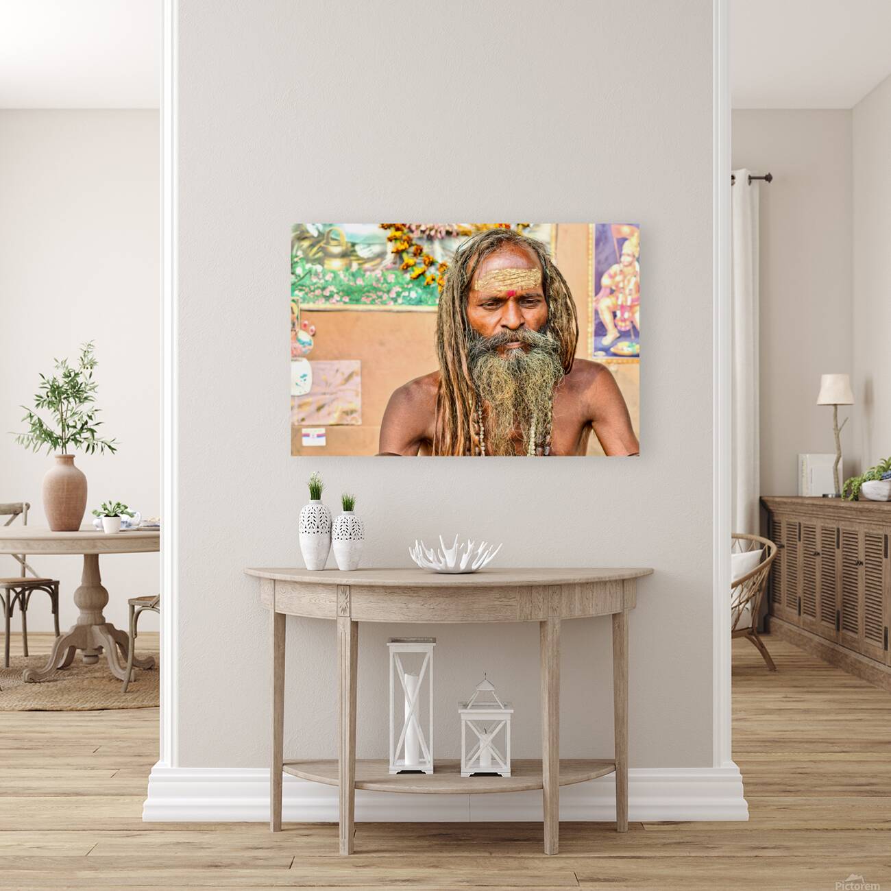 Sadhu in Varanasi Uttar Pradesh with long hair and beard Reproduction