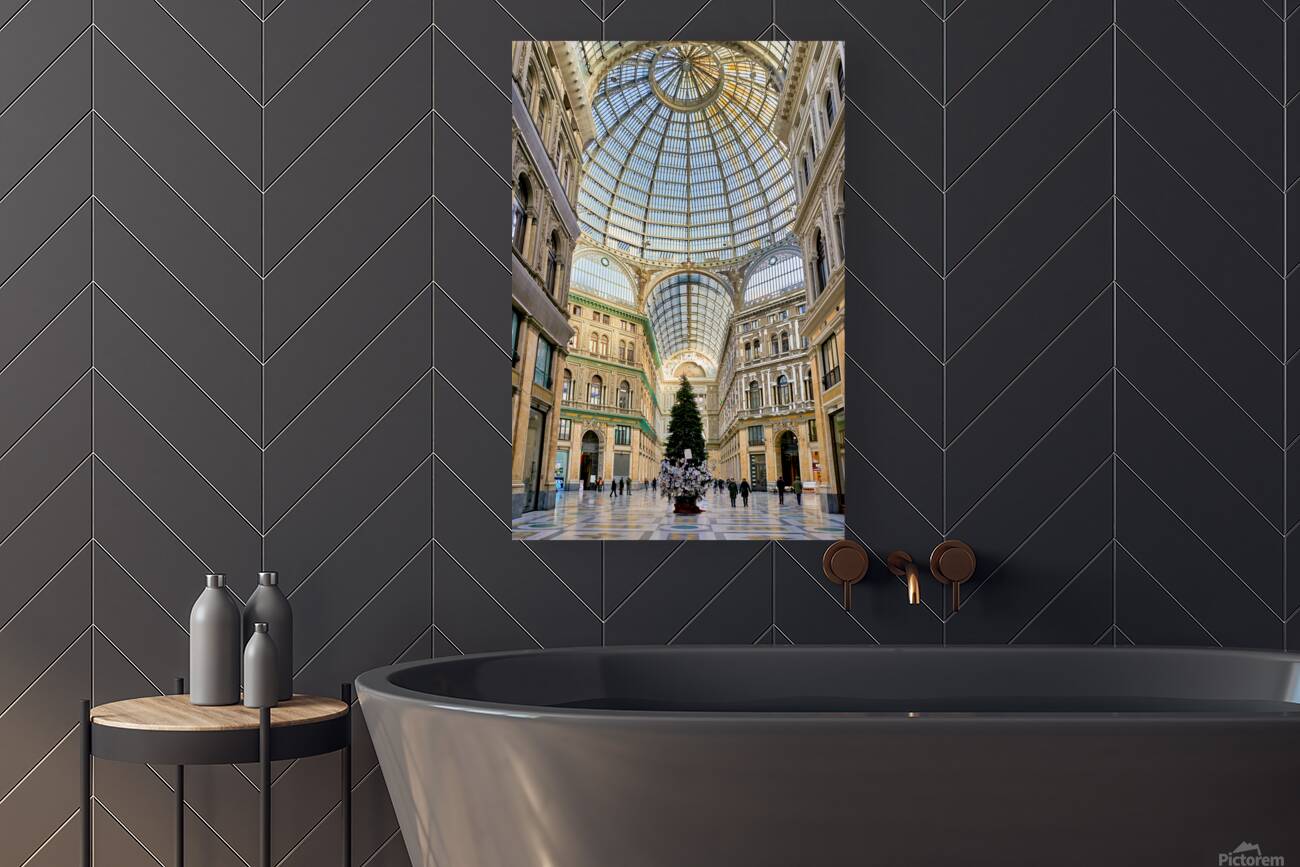 Visitors enjoy Galleria Umberto I in Naples for the holidays Reproduction