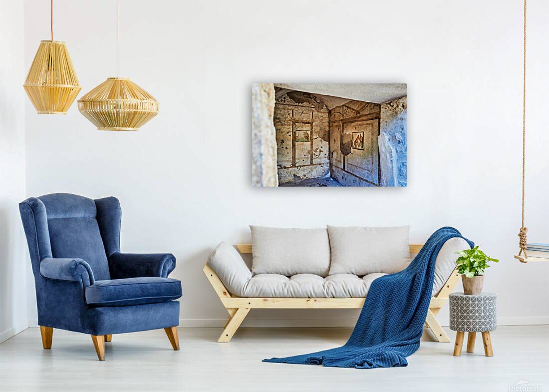 Exploring ancient wall paintings in Pompeii Naples in Italy Reproduction