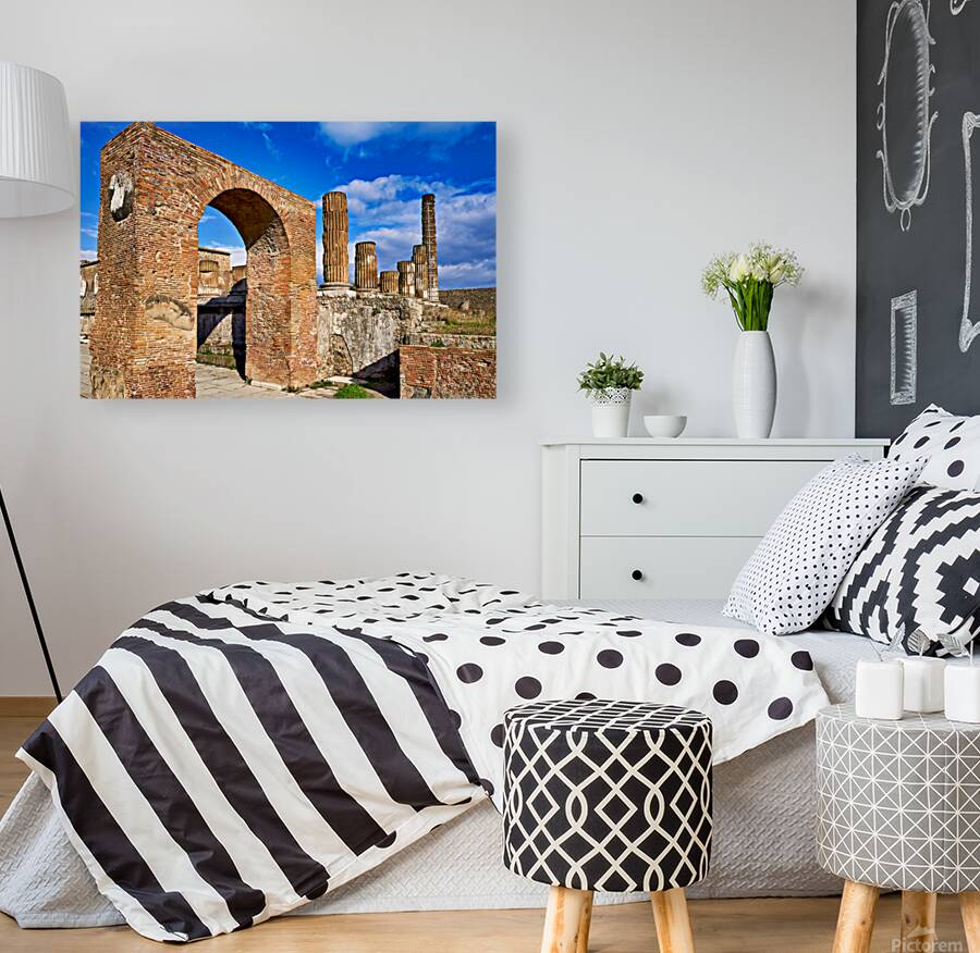 Ruins of ancient Pompeii in Naples Campania Italy under blue sky Reproduction