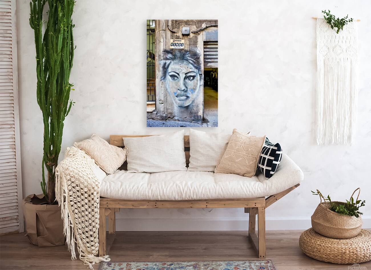 Graffiti of sofia loren in naples spanish quarters Reproduction