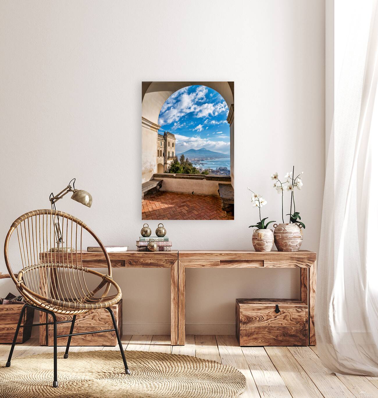 View of gulf of naples and mount vesuvius from historic location Reproduction