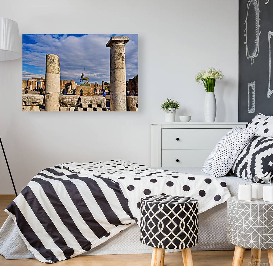 Visitors explore Pompeii ruins in Naples Campania Italy Reproduction