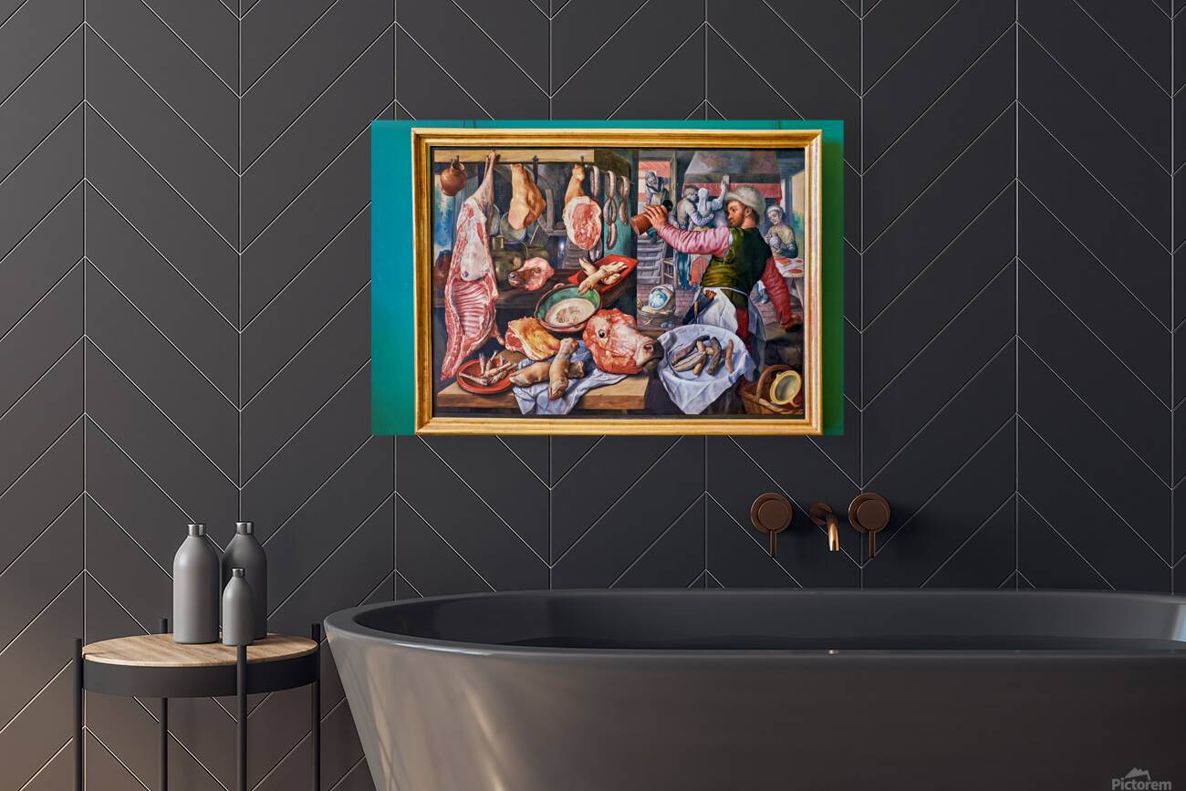 Depiction of a butcher at work in Museo di Capodimonte in Naples Reproduction