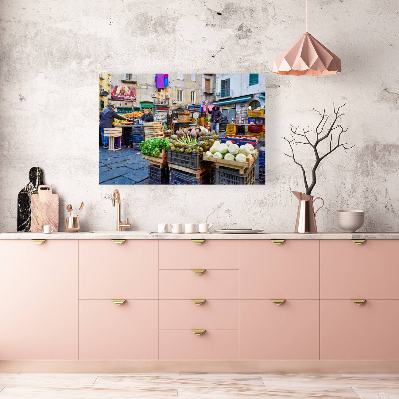 Greengrocer market scene in Pignasecca quarter Naples Italy Reproduction