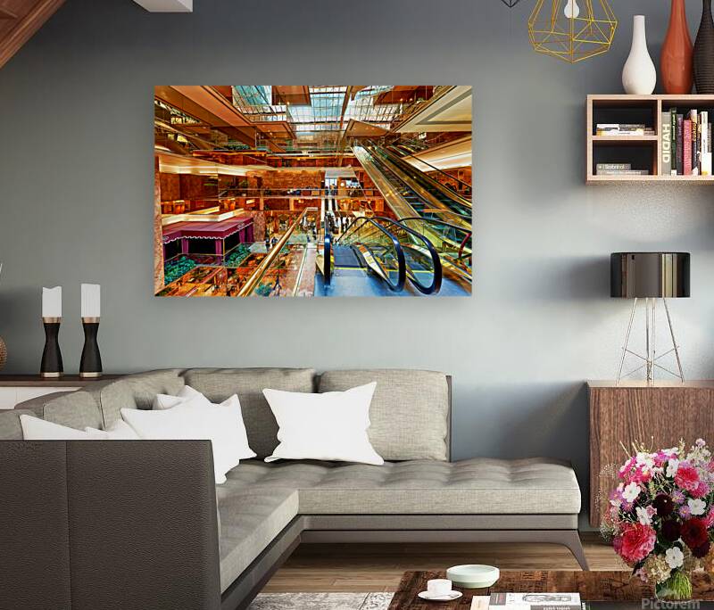 Visitors explore the Trump Tower atrium in Manhattan New York Reproduction