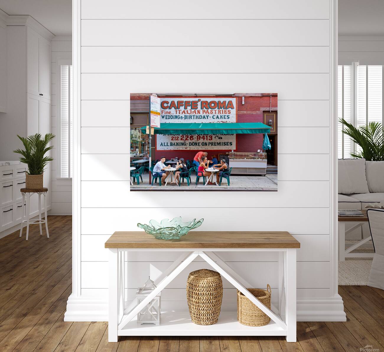 Visitors enjoy pastries at Caffe Roma in Little Italy New York Reproduction