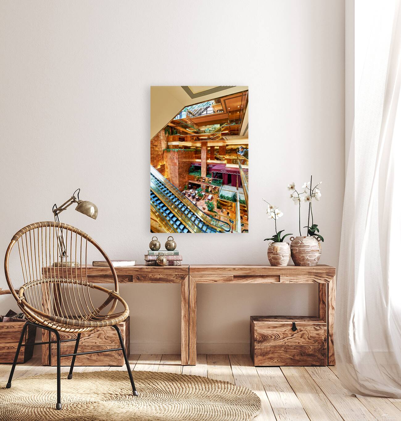 Visitors explore the Trump Tower Atrium in Manhattan New York Reproduction