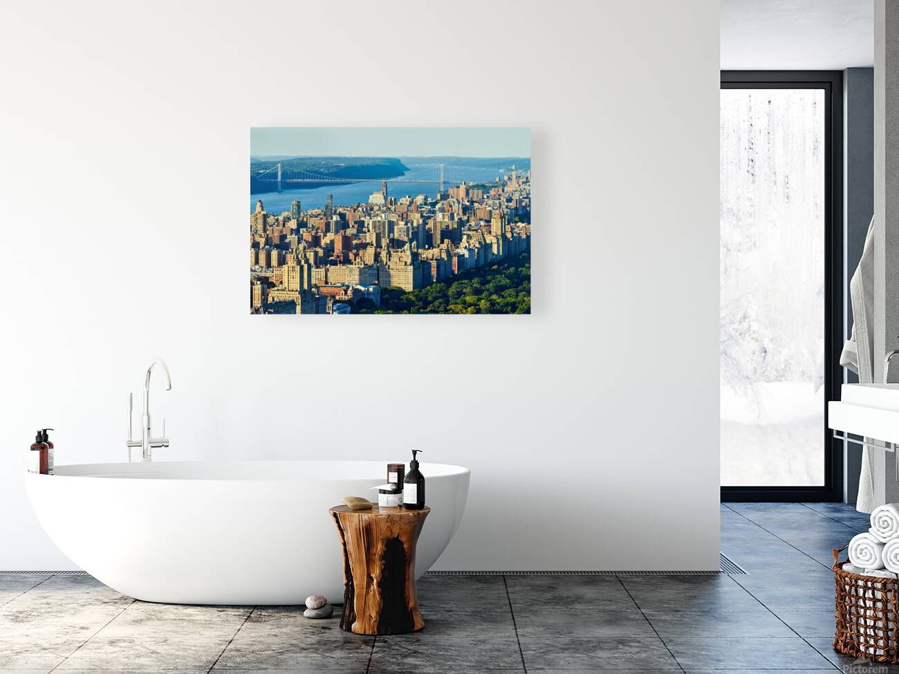 View of upper west side and george washington bridge in manhatta Reproduction