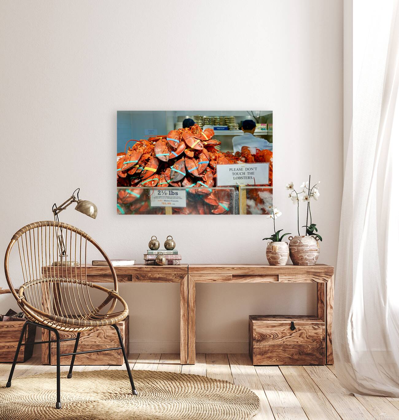 Lobsters are piled high at the Lobster Place Restaurant Reproduction