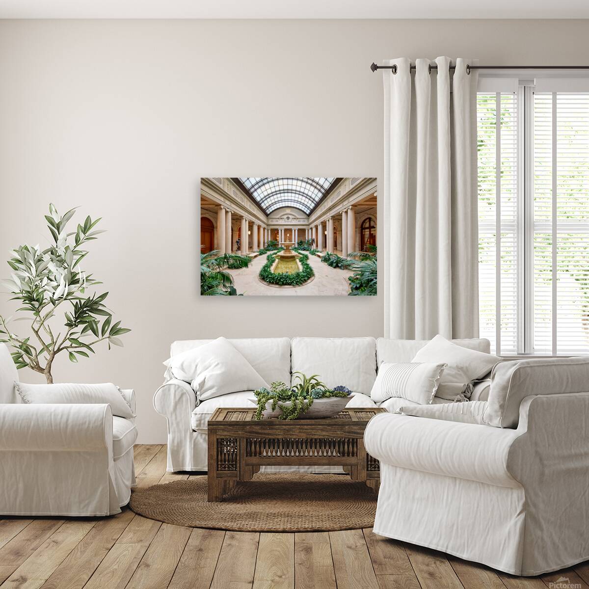 People walk around the courtyard at the Frick Collection in New  Reproduction