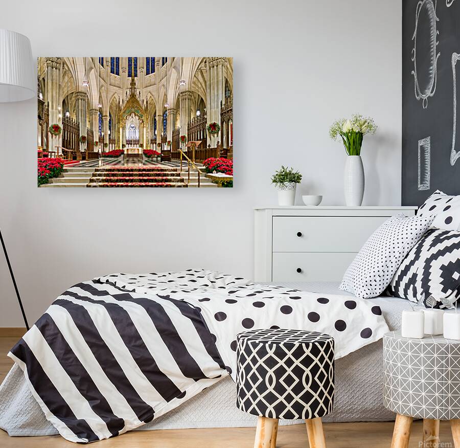 St. Patricks Cathedral interior in Manhattan during holiday sea Reproduction