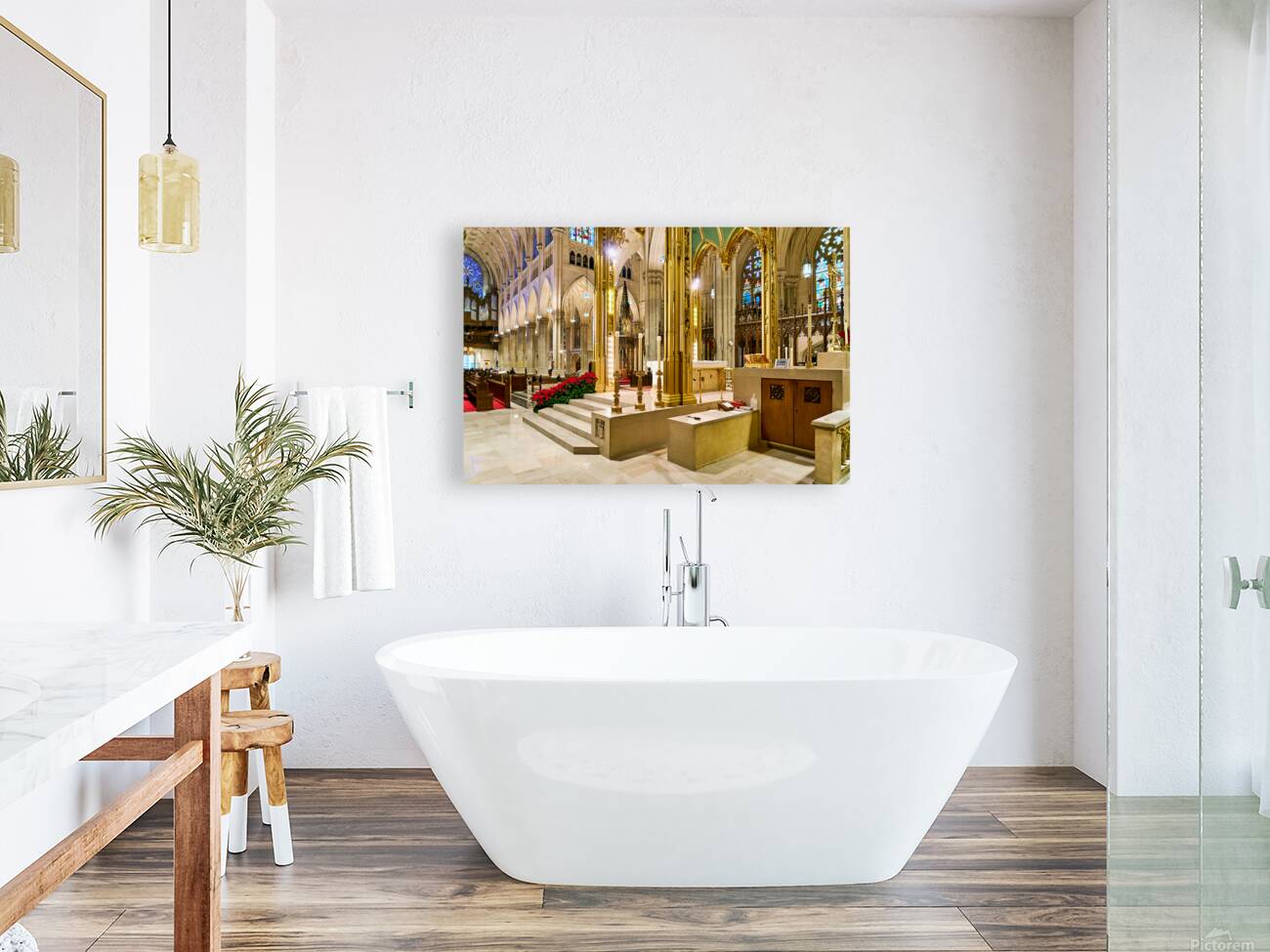 St. Patricks Cathedral interior in Manhattan during holiday sea Reproduction