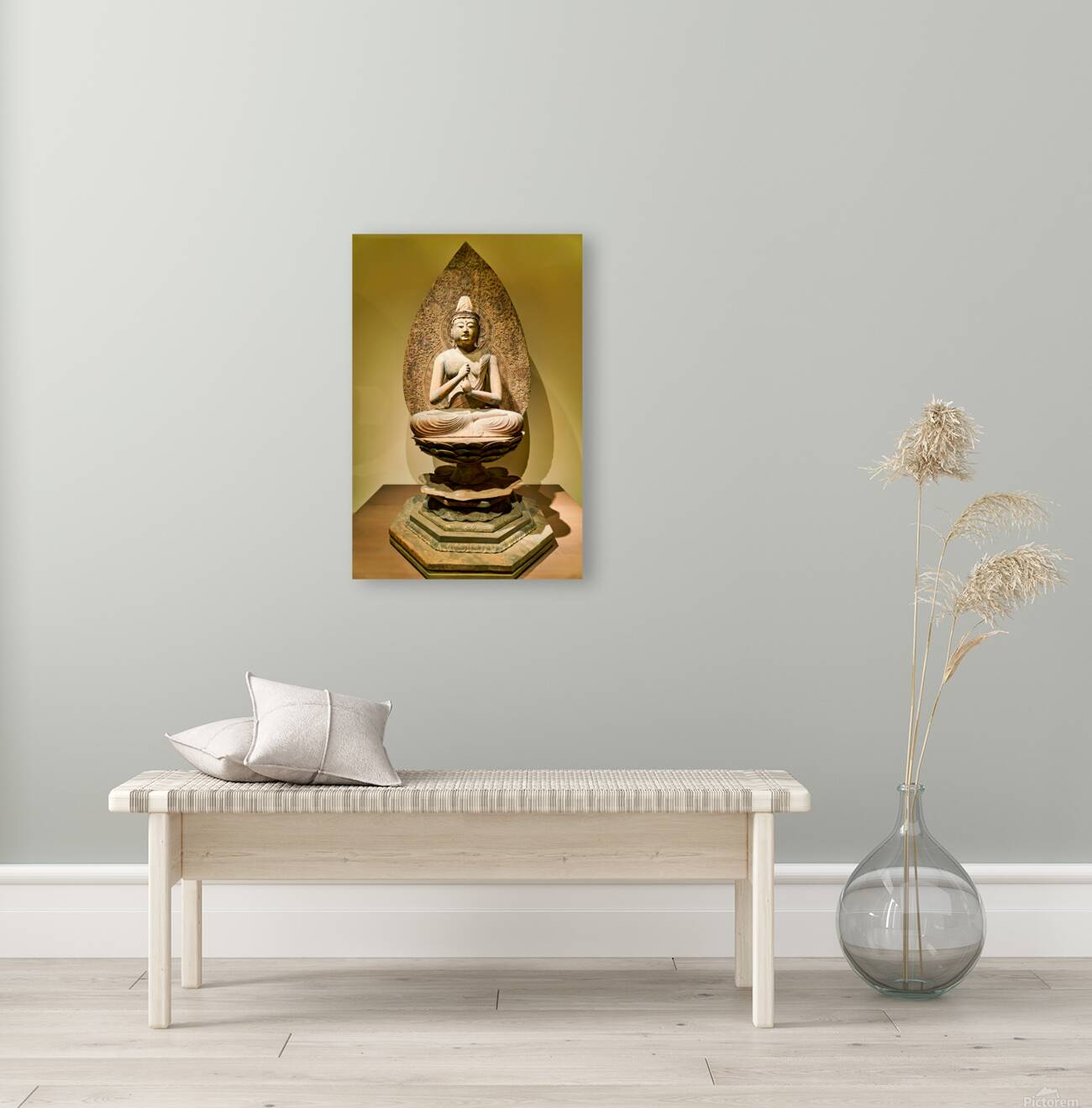 Sculpture of buddha in asian art gallery in metropolitan museum  Reproduction