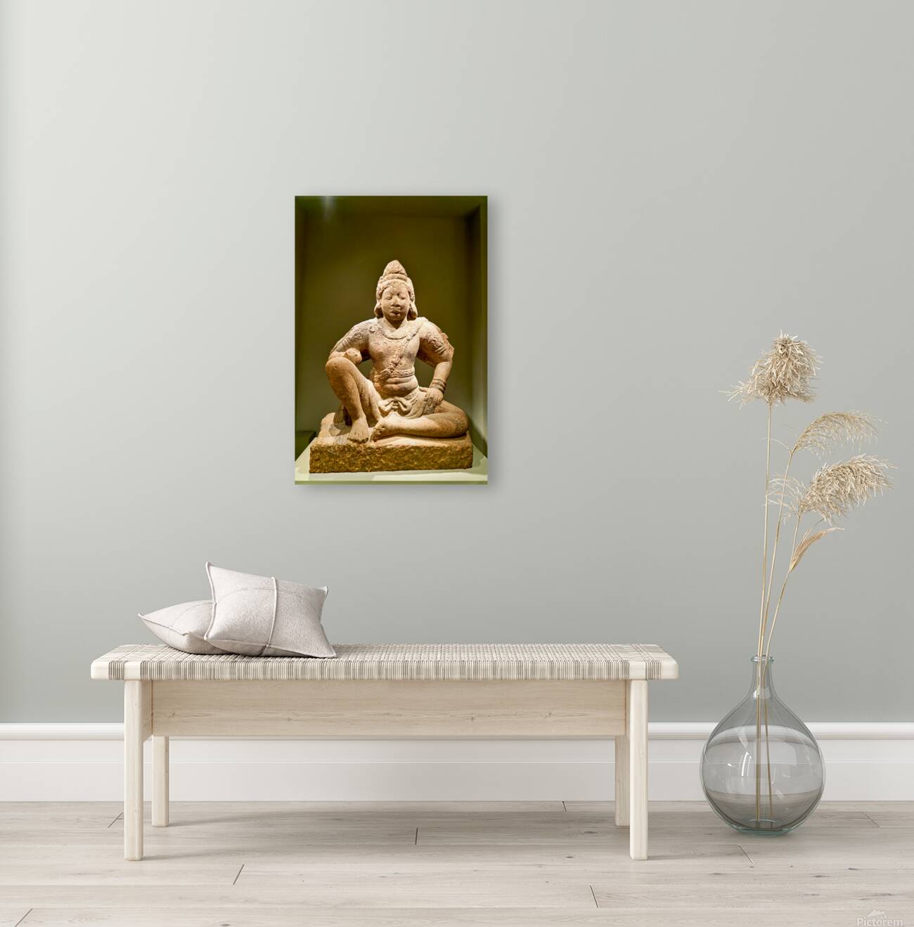 Sculpture of a seated figure in the Asian Art Gallery in Manhatt Reproduction