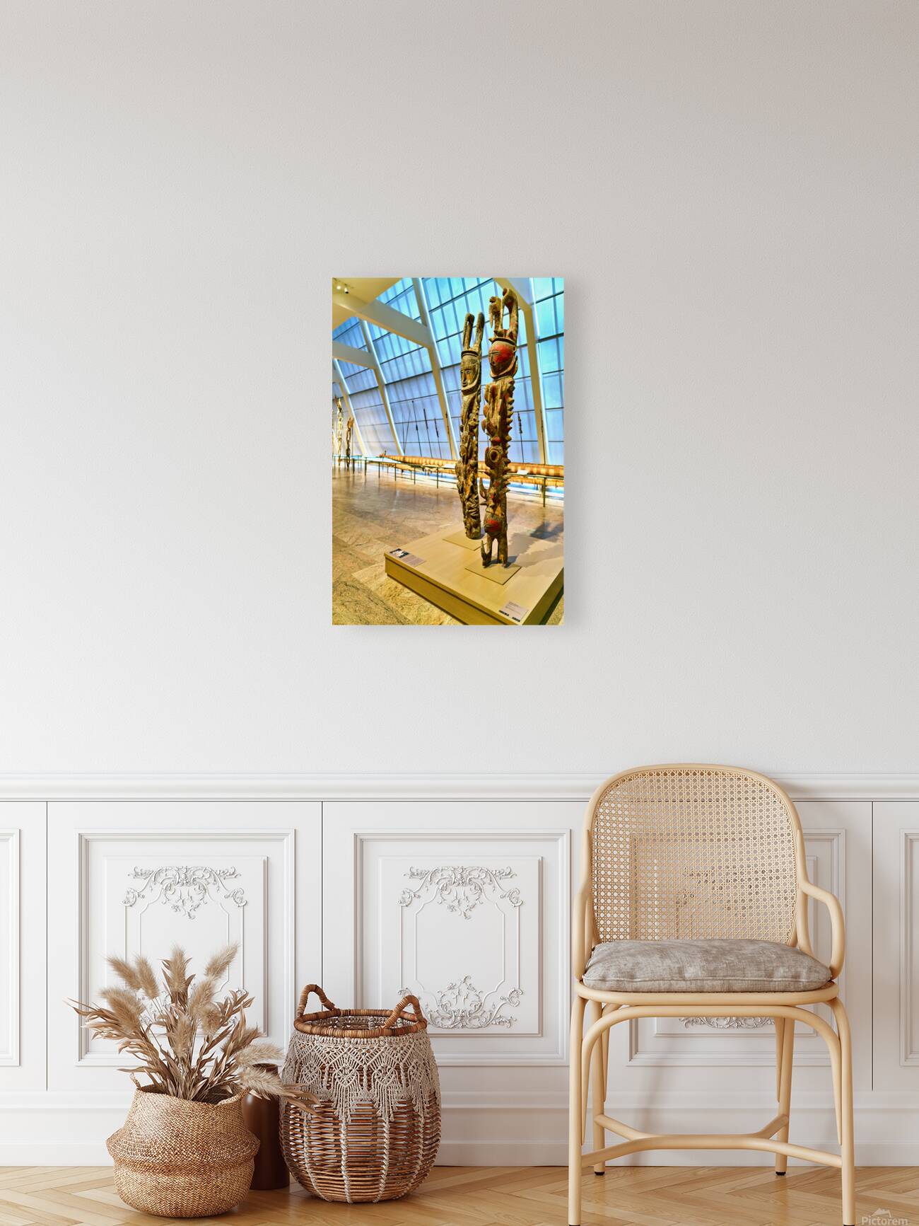 Oceanic Art display in Metropolitan Museum of Art with figures Reproduction