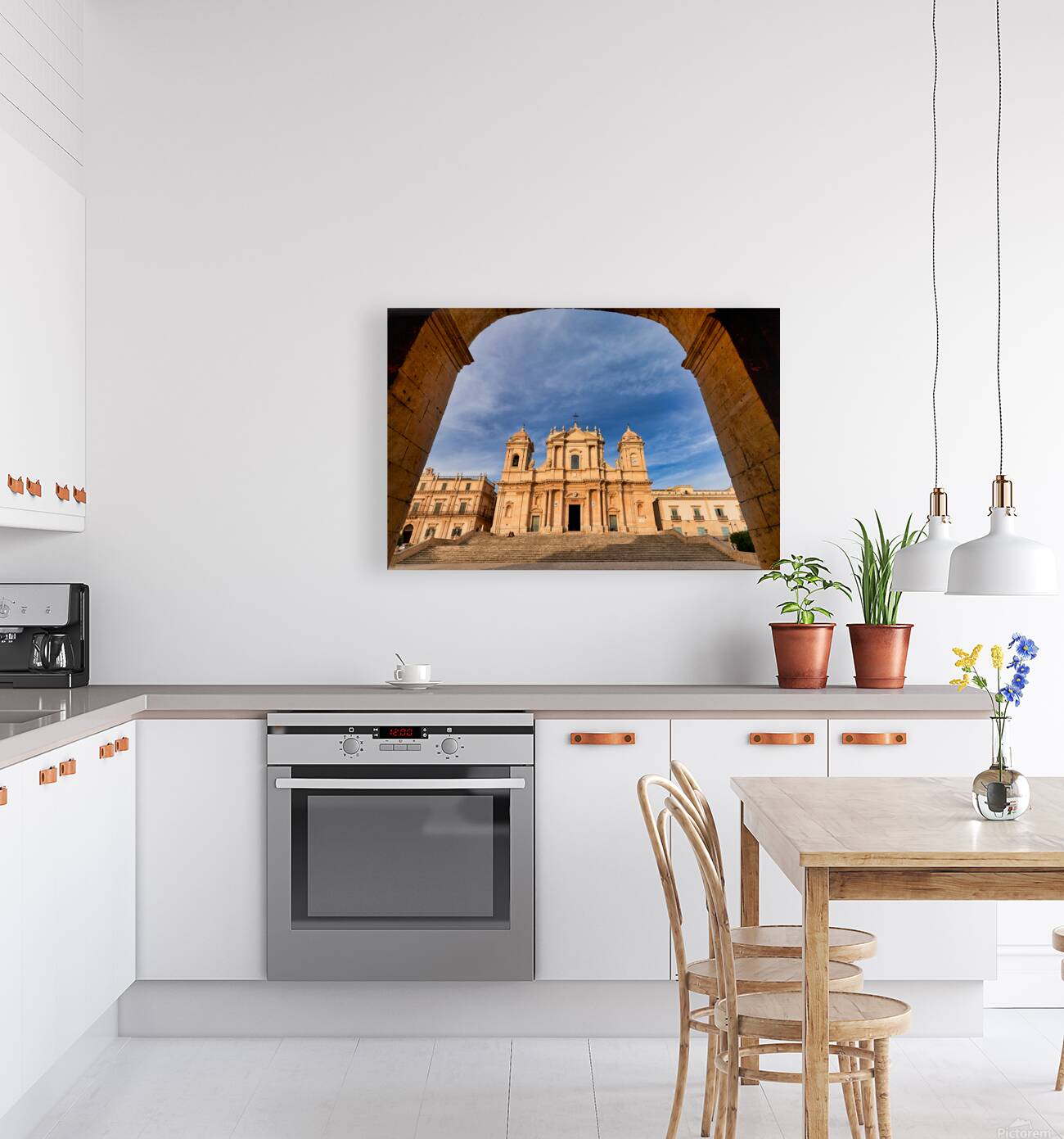 Noto Cathedral stands tall in Noto Sicily with blue sky backdro Reproduction