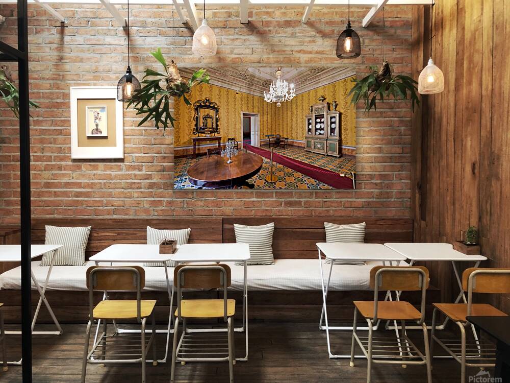 Visitors see the interior of Palazzo Nicolaci in Noto Sicily I Reproduction