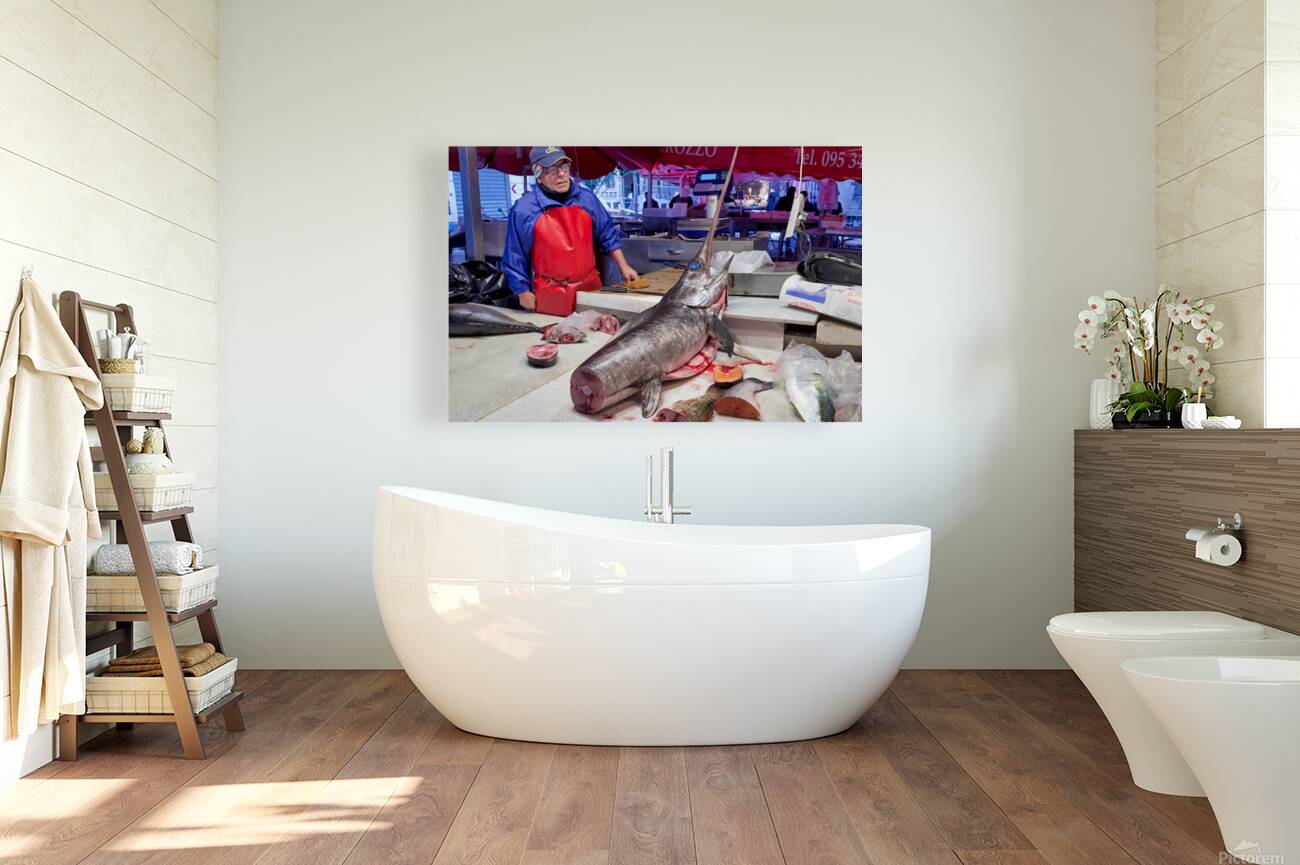 Explore Catanias Piscaria market for seafood and local goods Reproduction