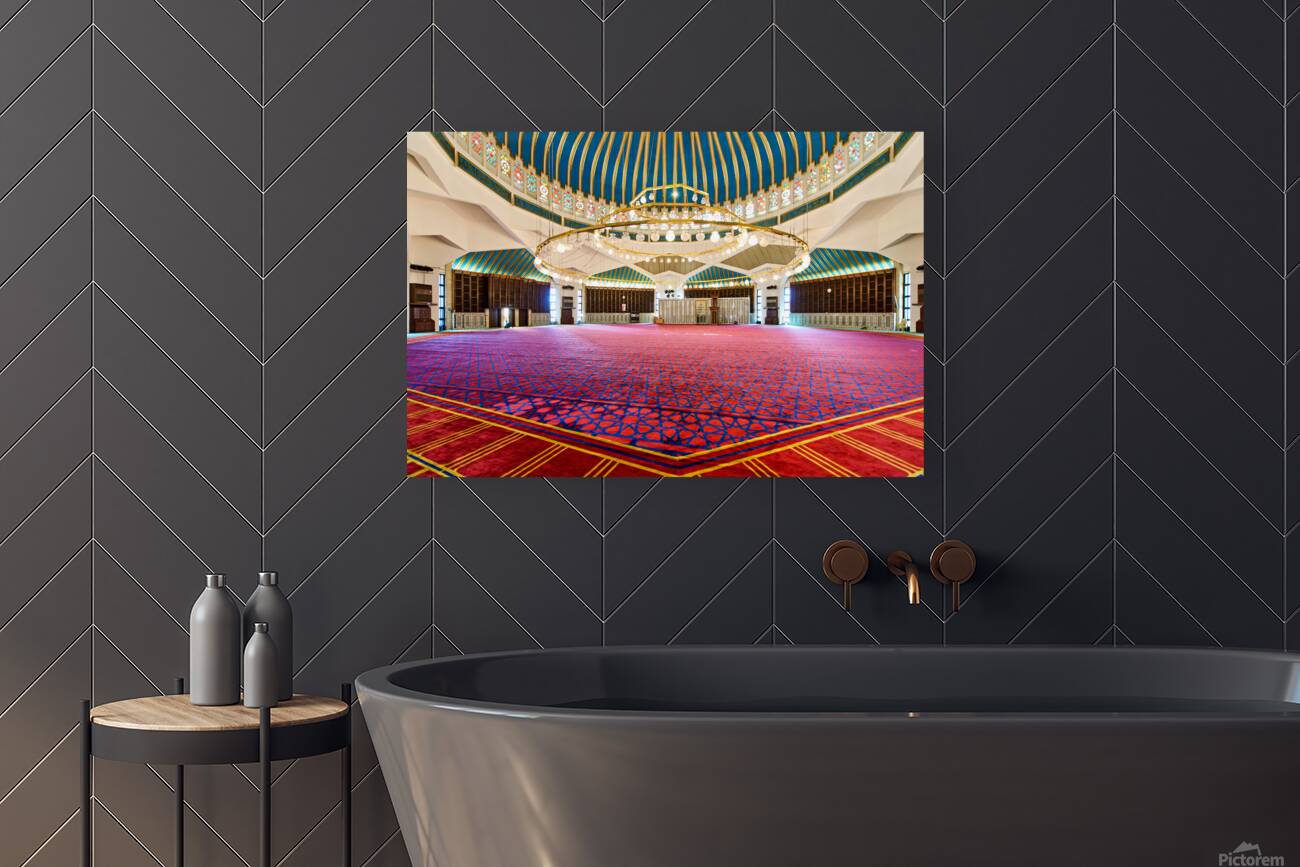 Visit to King Abdullah Mosque in Amman Jordan during prayer time Reproduction