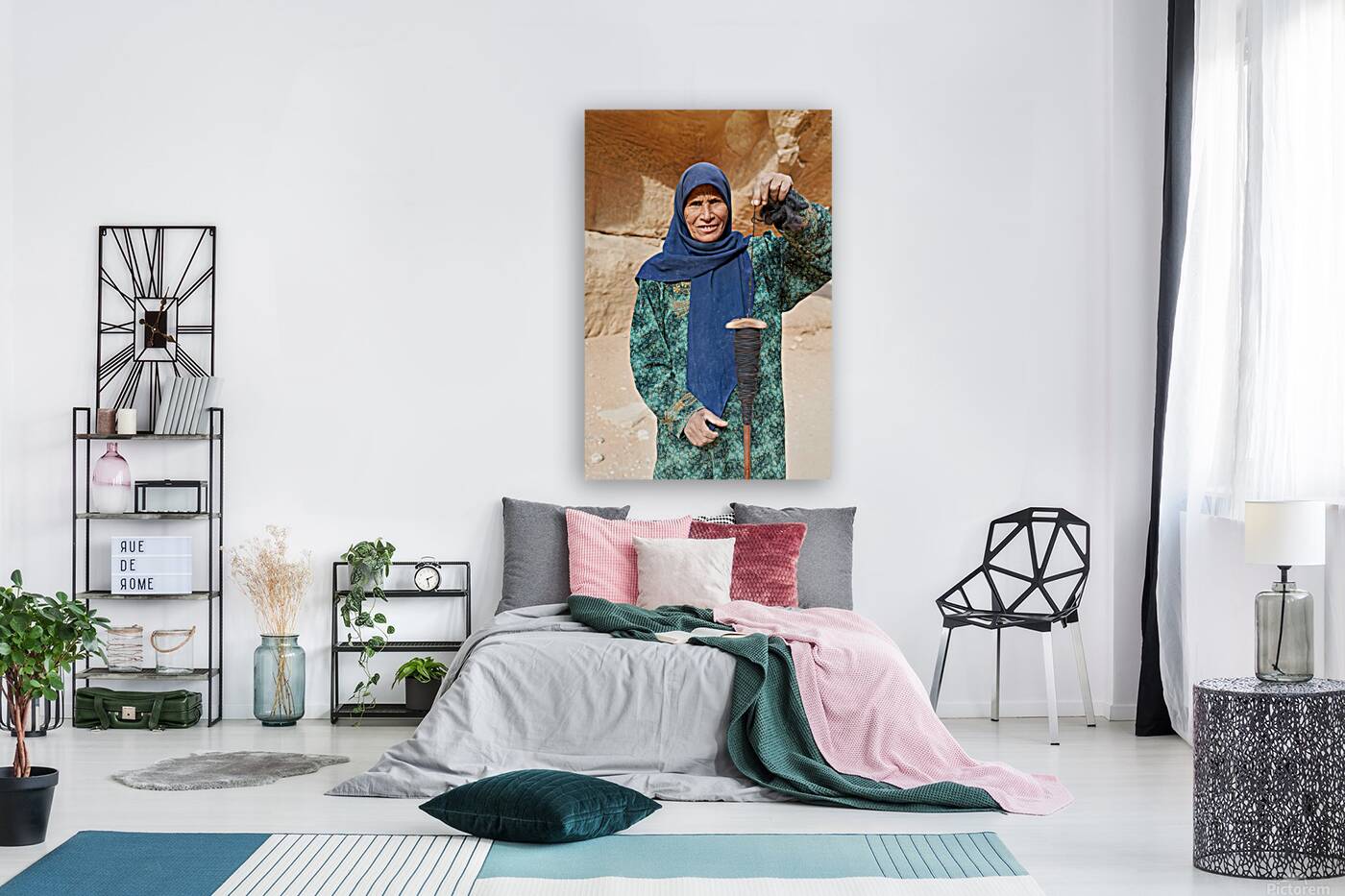 Portrait of an old woman at Little Petra in Jordan Reproduction