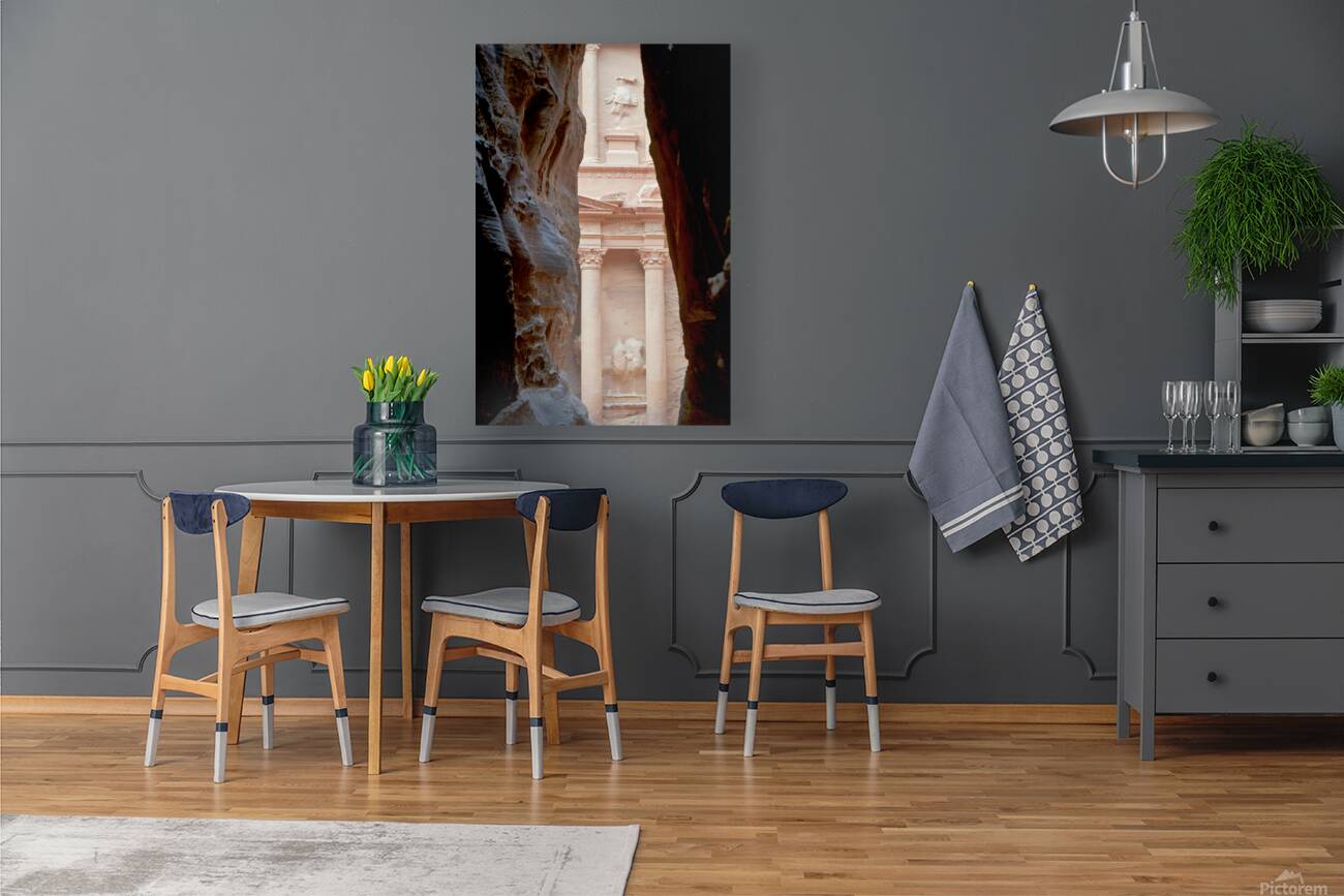 Exploring the al khazneh treasury in petra jordan Reproduction