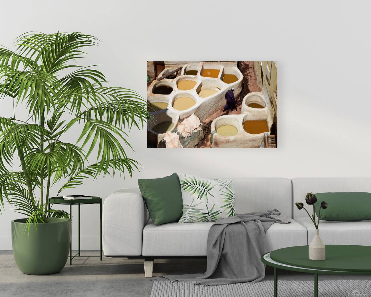 Tannery work at Sidi Moussa in Fez Morocco Reproduction