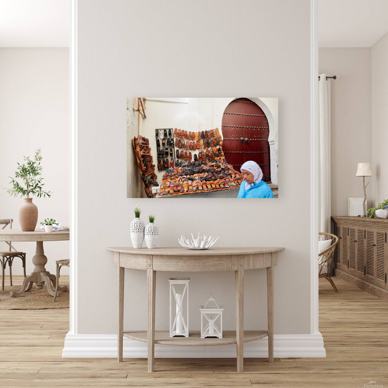 Moroccan slippers for sale in the Medina of Fez Reproduction