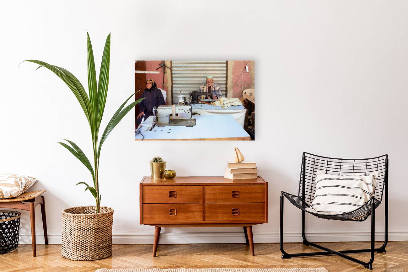 Tailor working in souk of Meknes Morocco Reproduction