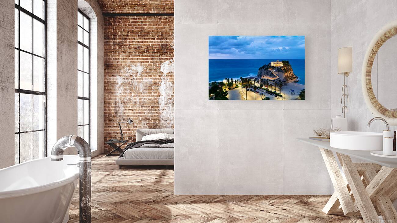 Santa Maria dellIsola Monastery in Tropea Calabria during dusk Reproduction