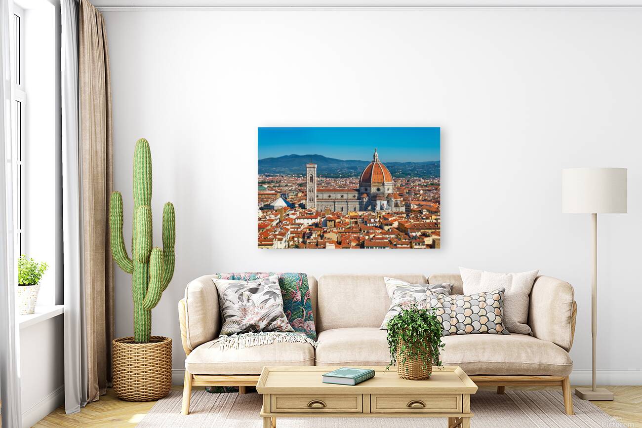 View of Florence with the Duomo and cityscape on a sunny day Reproduction