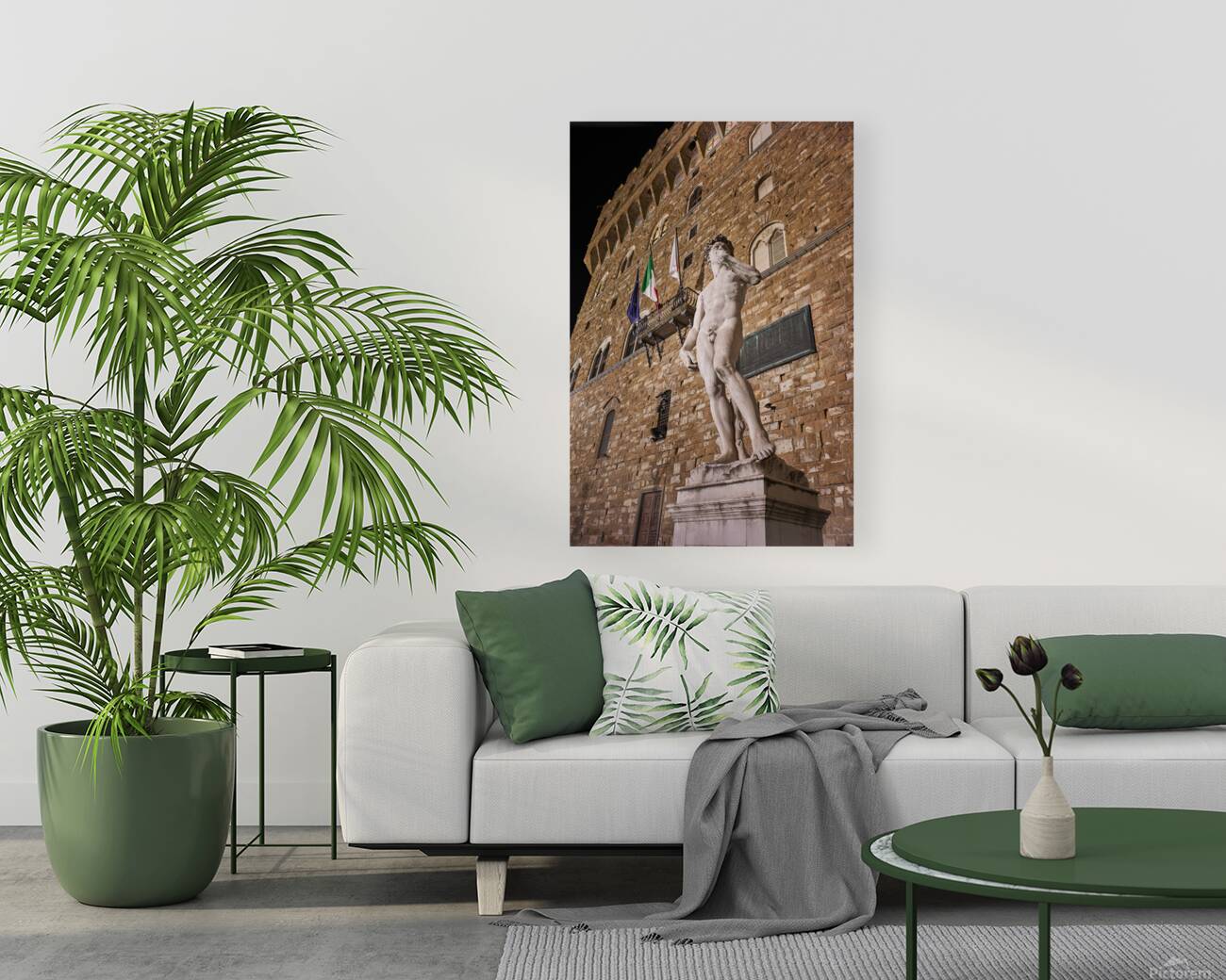 David statue by Michelangelo in Florence Tuscany at night Reproduction