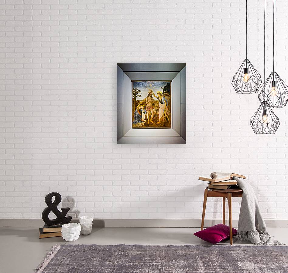 Baptism of Christ by Leonardo da Vinci at Uffizi Gallery Florenc Reproduction