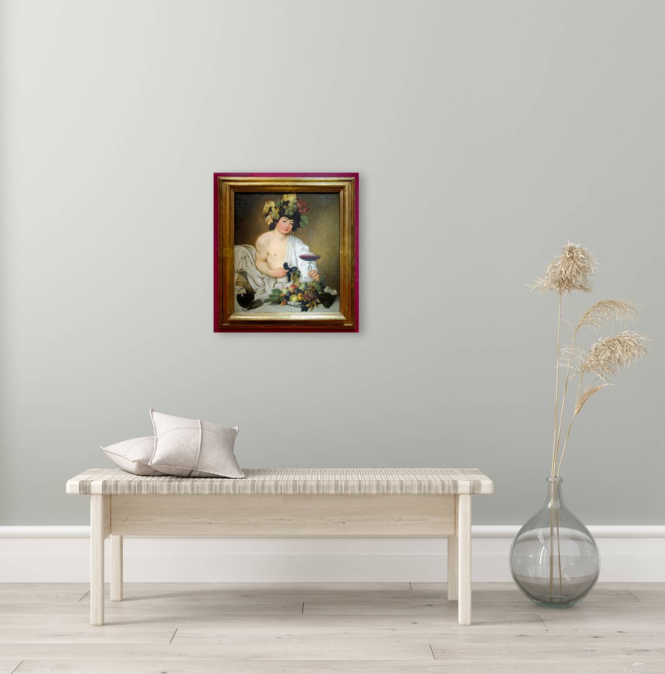 Artwork of bacchus by caravaggio in uffizi gallery florence Reproduction