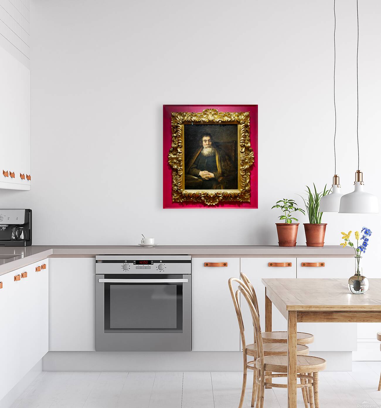 A rabbi sits calmly in a chair with hands together Reproduction
