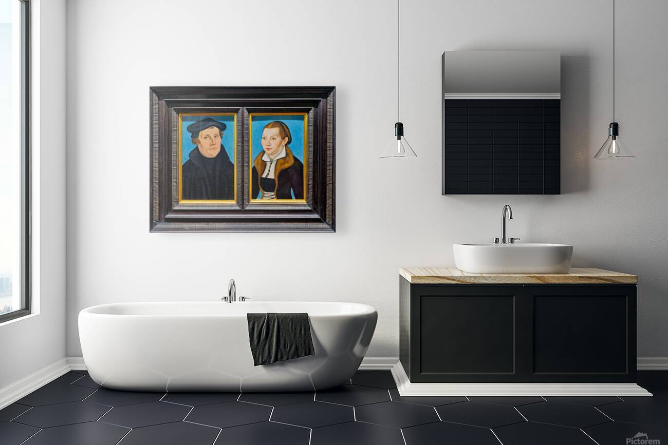 Portrait of martin luther and caterina bora in uffizi gallery Reproduction