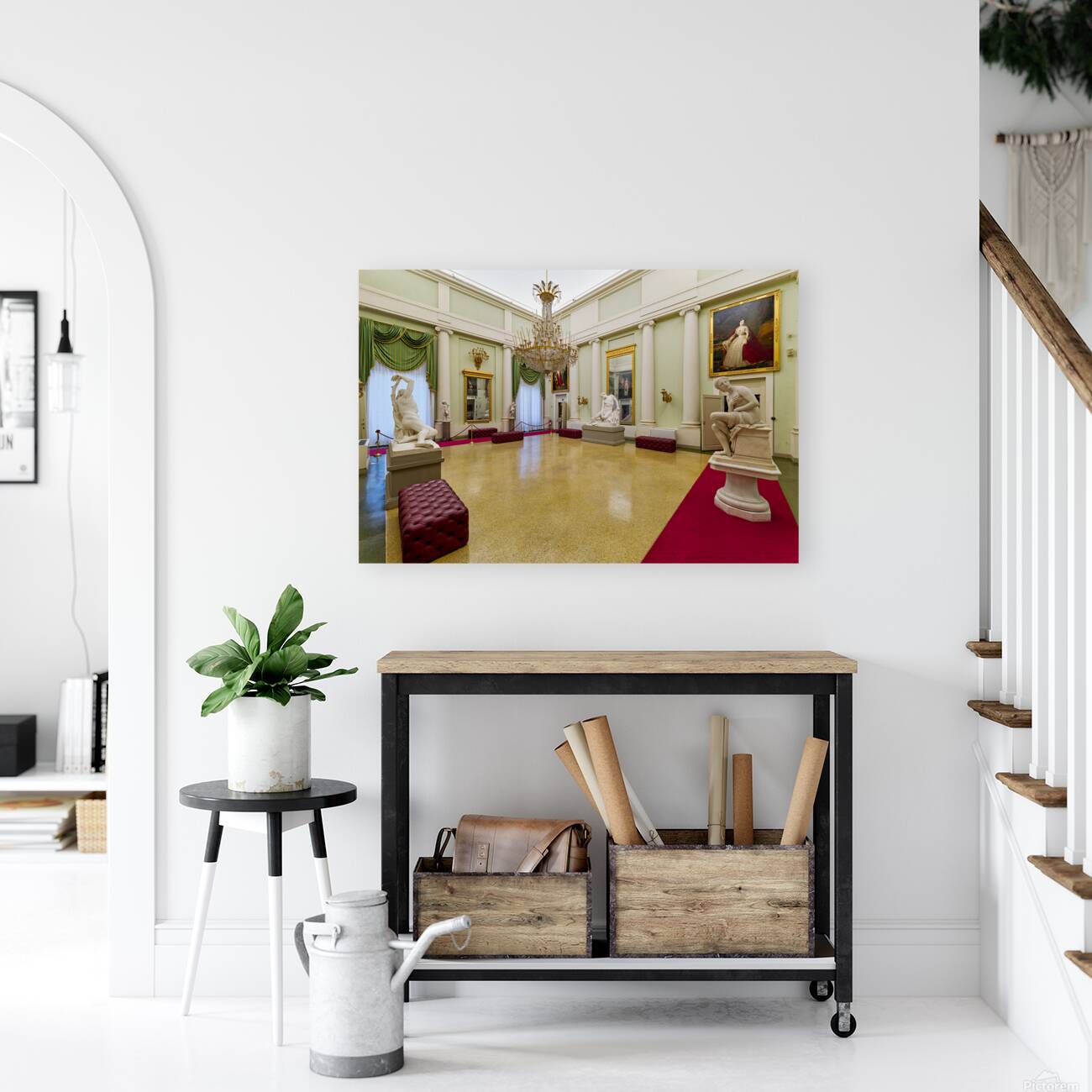 Visitors explore Palatine Gallery in Palazzo Pitti in Florence Reproduction