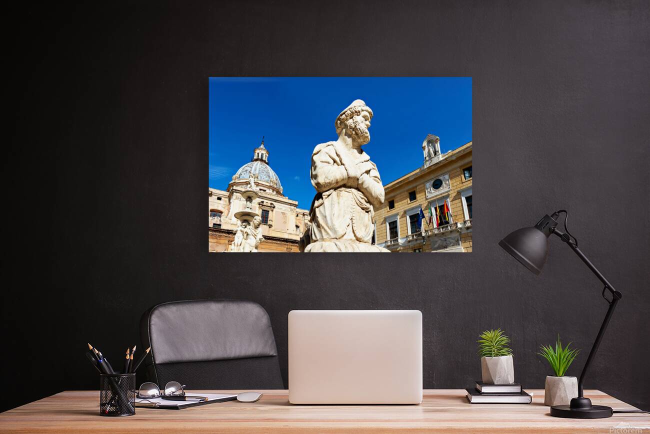 Fountain at Piazza Pretoria in Palermo displays many unique stat Reproduction