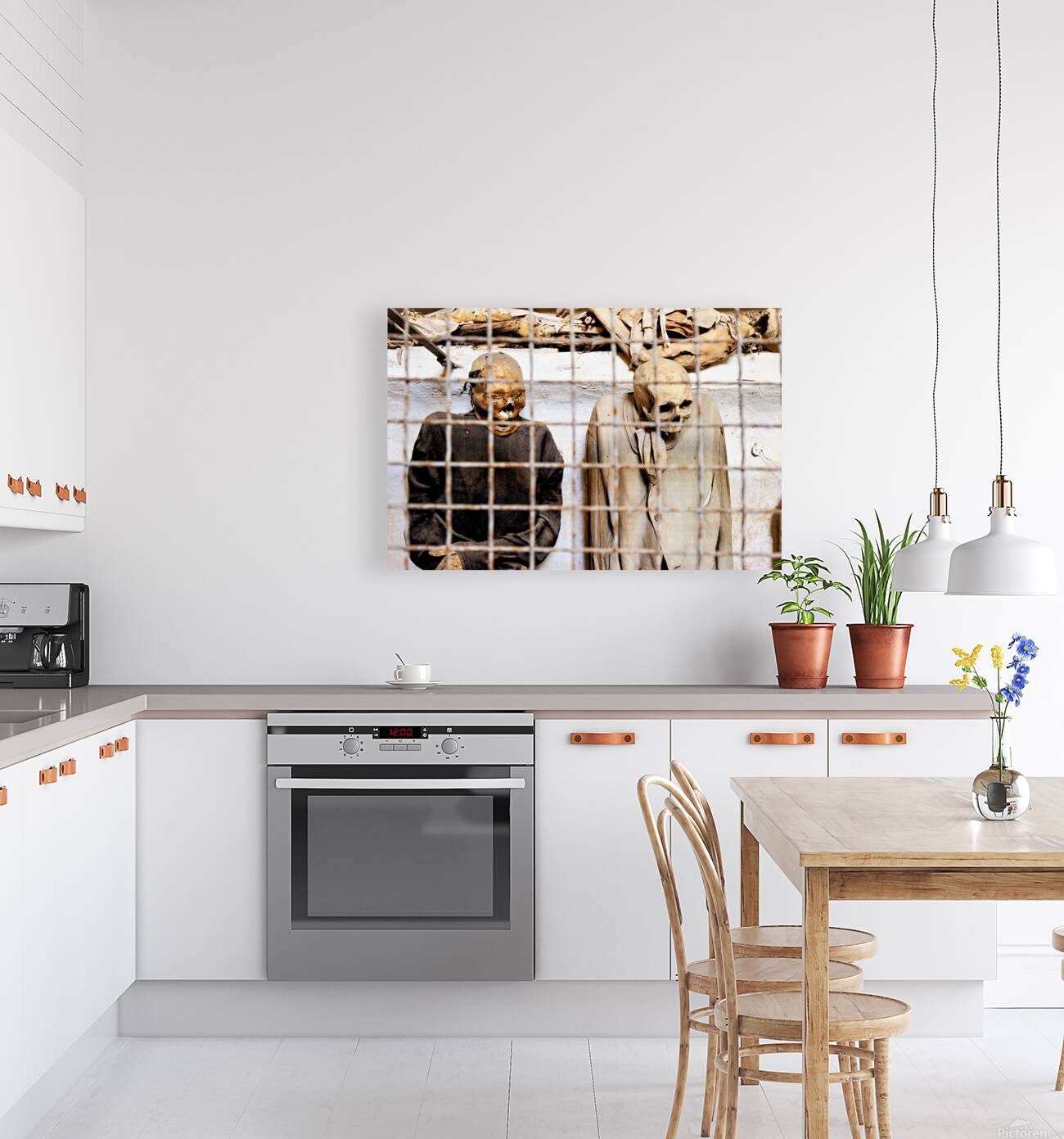 Visitors see mummies in Capuchin Catacombs in Palermo Sicily Reproduction