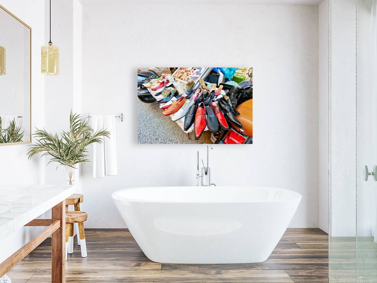 Footwear display at Ballaro street market in Palermo Sicily Reproduction