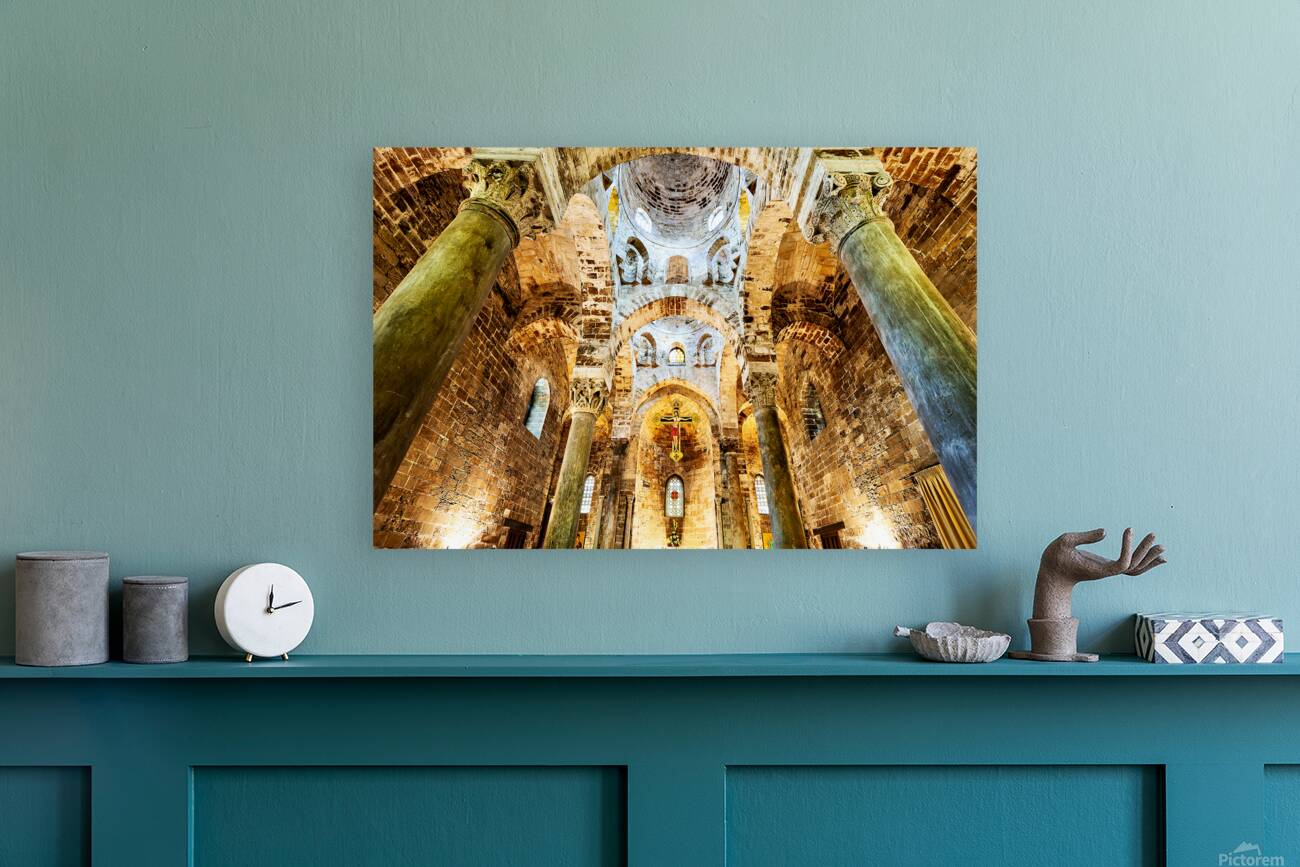 Interior view of Cappella di San Cataldo showing its unique desi Reproduction